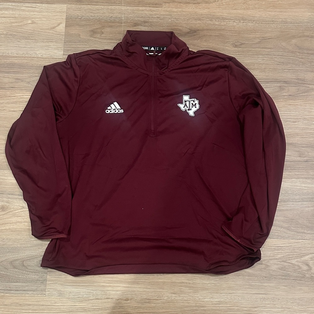 adidas Maroon Texas A&M Quarter Zip Pullover